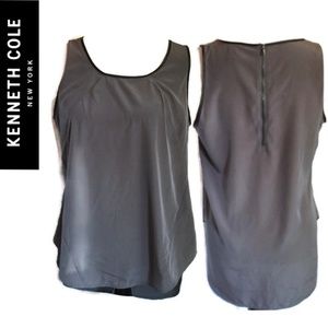 Kenneth Cole Hi-Lo Dressy Tank w/Leather Gray L